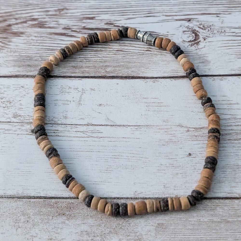 Vintage Anklet or Large Bracelet - Brown/Tan Tones with Screw Clasp